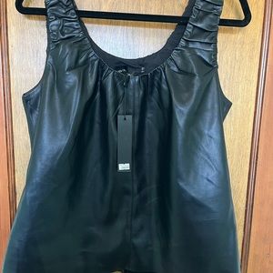 NWT THML black fax leather cami-tank